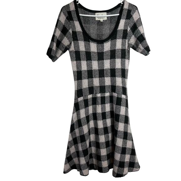 For Love and Lemons Knit Sweater Dress Size Small Black Plaid - Picture 1 of 9